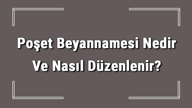 Poşet Beyannamesi Nedir Ve Nasıl Düzenlenir? Poşet Beyannamesi Nasıl Verilir Detaylı Bilgi